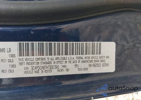 2017 Dodge Journey Se from USA, damaged, VIN 3C4PDCAB7HT691501